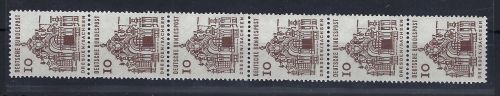 A) Bund RM Mi 454 RA ** 6er-Streifen mit fehlerhafte Nr.: 1000 / 455