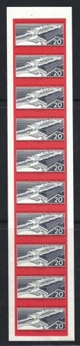 A) DDR Eisenbahn 1960, Mi 805 B ** 10er Streifen ungefaltet, ME 400€