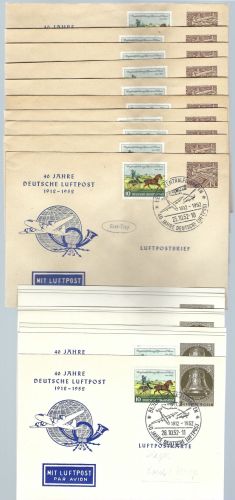 P) Berlin 20 GA U / Postkarten Glocke + Bund 160 FDC, ME 2.600€