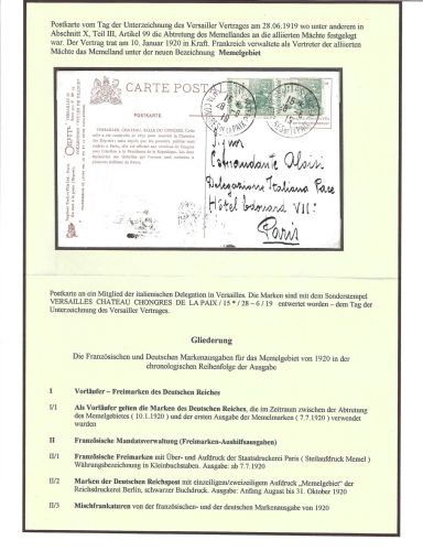 A) Frankreich, AK mit Stempeldatum der Unterzeichnung des Versailler...