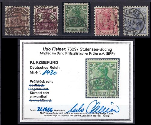 C) DR Mi 14 2b ° (2), 143 c °, 145 F ° (b II) , 149 b °, alle gep. / KB Fleiner BPP