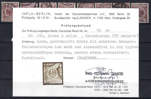 A) DR Mi 50 a - da °, alle Farben, alles gepr./sig./Befund, ME 2.243€