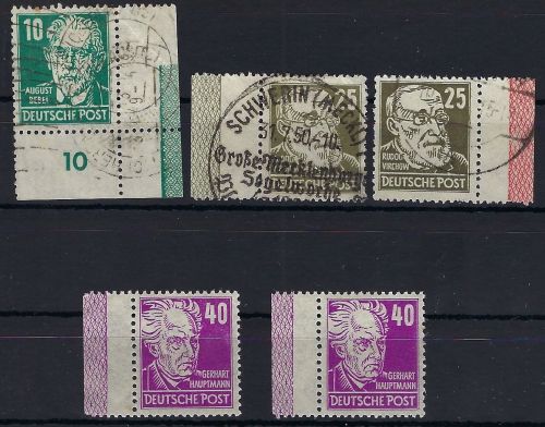A) SBZ Mi 215 °, 221 ° (2) , 223 ** (2), mit Randleisten , RL