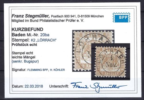C) Baden Mi 20 ba ° ideal gestempelt, mit KB Stegmüller BPP
