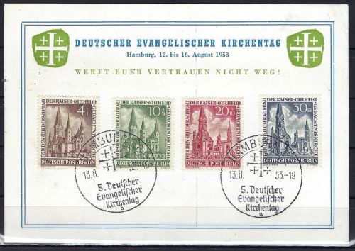 A) Berlin Mi 106-109 "Evangelischer Kirchentag" gep. Schlegel BPP