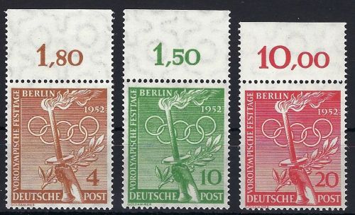 A) Berlin Mi 88-90 ** Oberrand, einwandfrei