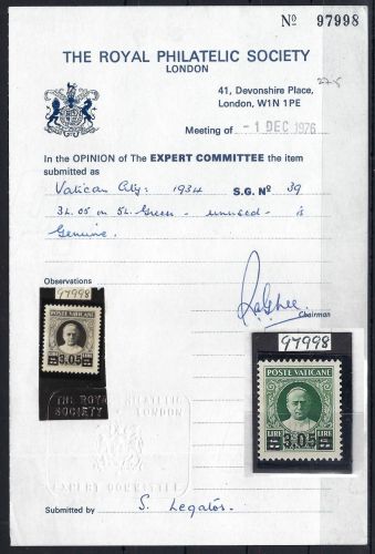 A) Vatikan Provisorien Mi 43 * mit Attest Royal Philatelic Society