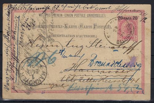 A) Österreichische Post in der Levante 1894, Ganzsache