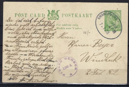 A) SWA Englische Besetzung, Postkarte Swakopmund - Windhuk