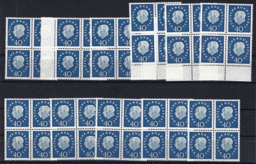 A) Bund Heuss III, Mi 305 ** 4er-Block einwandfrei, 11mal, ME 748€