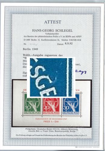 A) Berlin Block 1 ** einwandfrei, mit FA Schlegel BPP, mit Kringel...