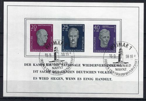 A) DDR Block 15 mit SoSt gepr. Mayer VP, mit Gummierung, ME 130€