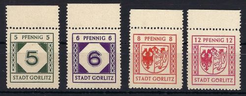 A) Görlitz Mi 1-4 ** vom Oberrand, einwandfrei