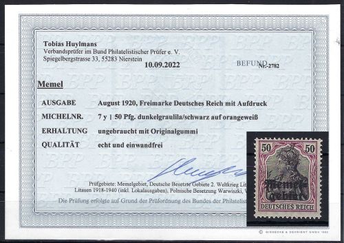 A) Memel Mi 7 yI * mit Befund Huylmans BPP, ME 220€