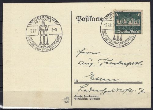 A) DR Mi 577 EF Postkarte, portogerecht, ME 140€