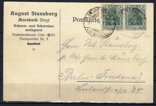 A) DR Mi 85 IIe MeF Postkarte Morsbach n. Berlin, bep. BPP, ME 350€