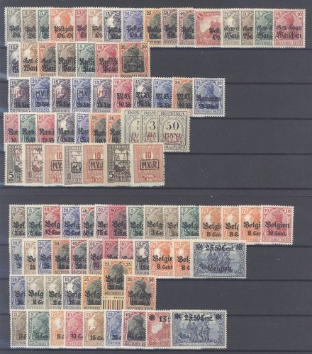 Dt. Bes. 1. WK, umfangreicher Posten auf 4 Steckkarten