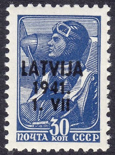 Dt. Bes. 2. WK Lettland Mi.Nr. 5x, 30 K. 1941 Kartonpapier **, geprüft