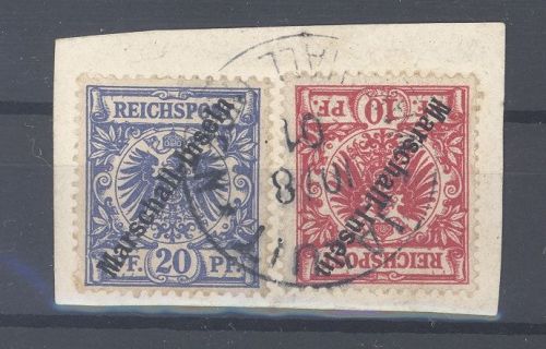 Dt. Kolonien Marshall Inseln Mi.Nr. 3-4 aus 1897-1900 Briefstück