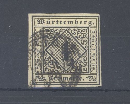Württemberg Mi.Nr. 1c , 1 Kreuzer Freimarken 1851 gestempelt, gp BPP