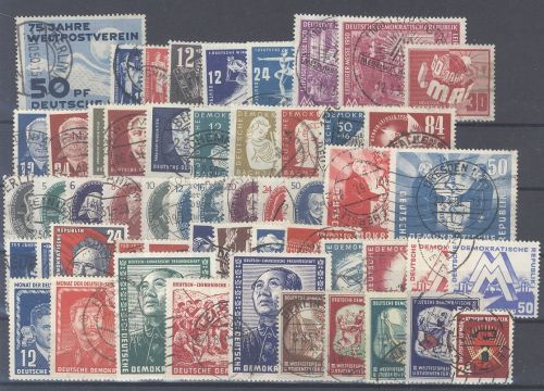 DDR Mi.Nr. 242-97, Jahre 1949-51 fast komplett gestempelt