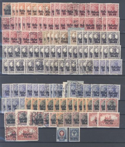 Dt. Bes. 1. WK, umfangreicher Posten auf 4 Steckkarten