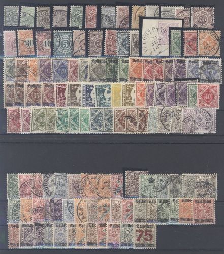 Württemberg, umfangreicher Posten auf 2 Steckkarten und 2 Belegen