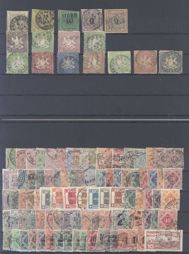 Württemberg, gestempelter Posten ab Kreuzer Ausgaben Mi.Nr. 1-4