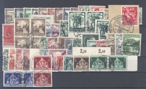 Dt. Reich, gestempelter Posten aus 1933-38 auf 3 Steckkarten