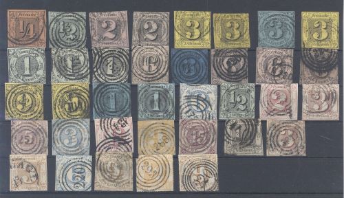 Thurn & Taxis, umfangreicher gestempelter Posten auf Steckkarte