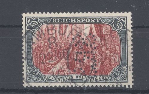 Dt. Reich Mi.Nr. 66 II, 5 Mark Reichspost 1900 gestempelt, geprüft