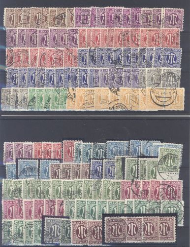 Bizone, umfangreicher gestempelter Posten AM Post auf 5 Steckkarten