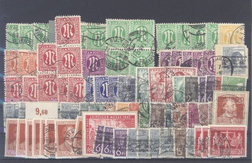 Bizone, umfangreicher gestempelter Posten auf 3 Steckkarten