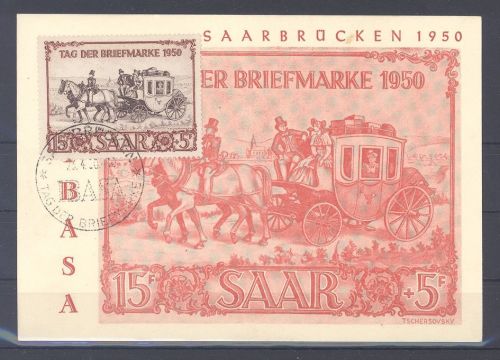 Saarland, FDC Michel Nummer 291 , IBASA 1950 auf Sonderkarte