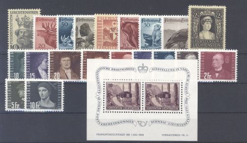 Liechtenstein Mi.Nr. 247-66, Jahre 1946-48 ** auf Steckkarte