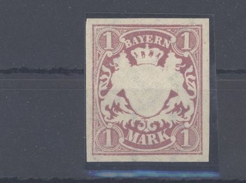 Bayern Mi.Nr. 53 y a U, 1 Mark Wappen 1881 ungezähnt **, geprüft BPP