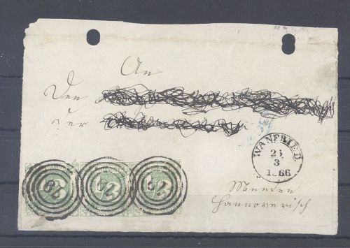 Thurn & Taxis, Brief Vorderseite mit 3 x Mi.Nr. 27 aus Wanfried