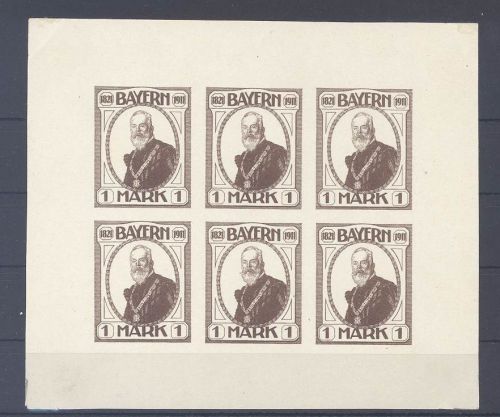 Bayern, ungebrauchtes Essay 1911 als Kleinbogen