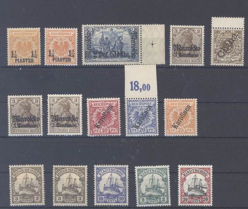 Dt. Auslandpost und Kolonien, kleinerer *-** Posten auf Steckkarte