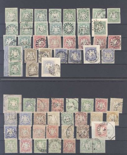 Bayern, Posten Kreuzer Wappenausgaben auf 2 Steckkarten