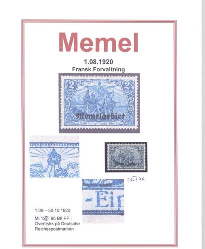 Memel Mi.Nr. 12 II, 2 Mark Freimarke mit Plattenfehler II **