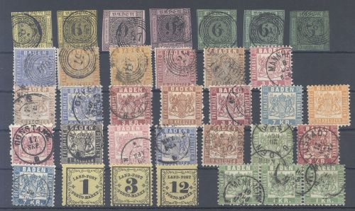 Baden, */**/gestempelter Posten mit besseren Werten auf Steckkarte