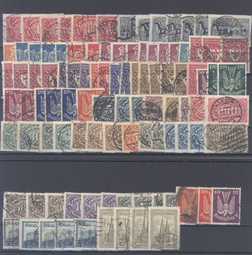 Dt. Reich, gestempelter Posten aus 1920-23 auf 4 Steckkarten