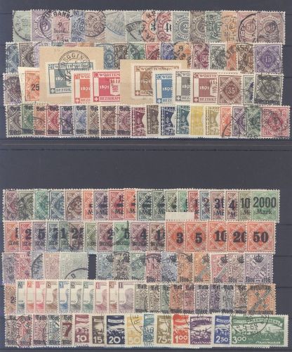 Württemberg, umfangreicher Posten ab 1875 auf 2 Steckkarten