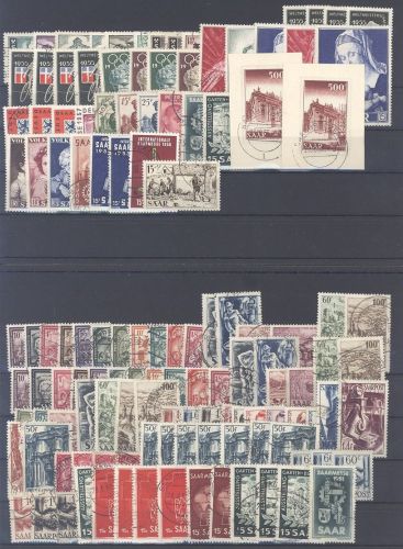 Saarland, **/gestempelter Posten auf 4 Steckkarten