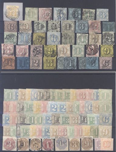 Thurn & Taxis, */gestempelter Posten auf 2 Steckkarten