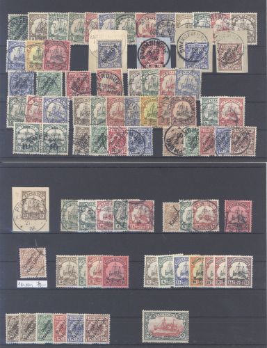 Dt. Kolonien, umfangreicher */gestempelter Posten auf 3 Steckkarten