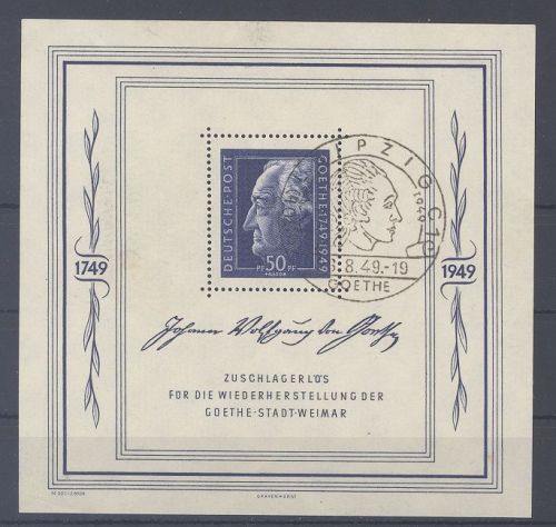 SBZ Block 6, Goetheblock 1949 mit gutem SST, geprüft BPP