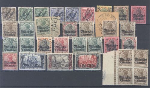 Deutsche Post Marokko, */gestempelter Posten auf Steckkarte