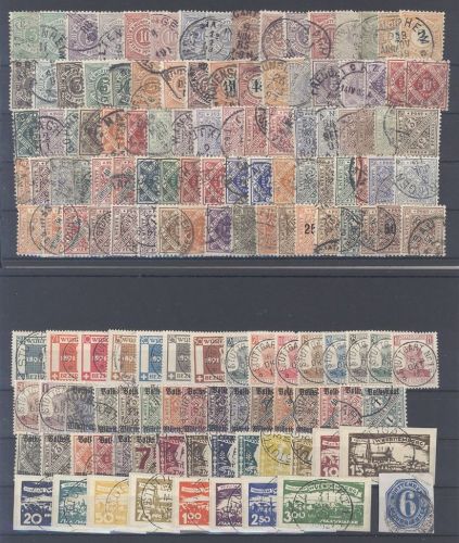 Württemberg, umfangreicher gestempelter Posten auf 2 Steckkarten